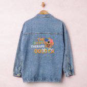 The Best Therapy Is a Golden Retriever – Patriotic Denim Jacket (Hangar)
