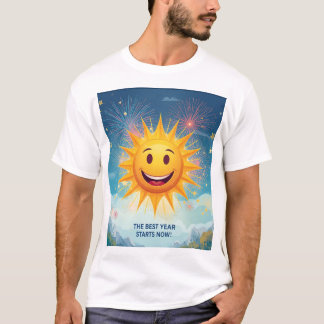 The Best Year Starts Now! Smiling Sun & Fireworks T-shirt