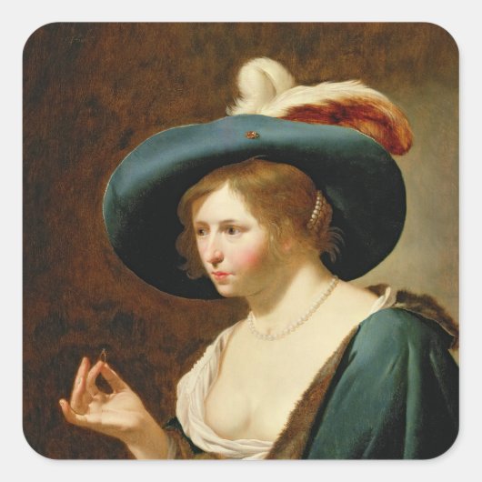 The Betrothal: The Bride, c.1630 Vierkante Sticker (Voorkant)