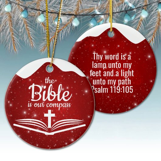 The Bible is our Compass Bible Verse Festive  ⛪️🎄 Keramisch Ornament