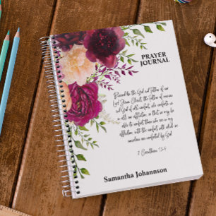 The Bible Verse Burgundy Floral Prayer Journal Notitieboek