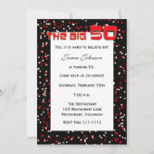 "The BIG 50" 50ste verjaardag uitnodiging op zwart (Voorkant)
