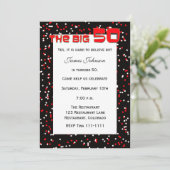 "The BIG 50" 50ste verjaardag uitnodiging op zwart (Staand voorkant)