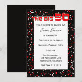 "The BIG 50" 50ste verjaardag uitnodiging op zwart (Voorkant / Achterkant)