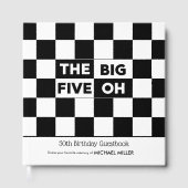 The Big 5 Oh Black White Checkered 50th Birthday Gastenboek (Voorkant)