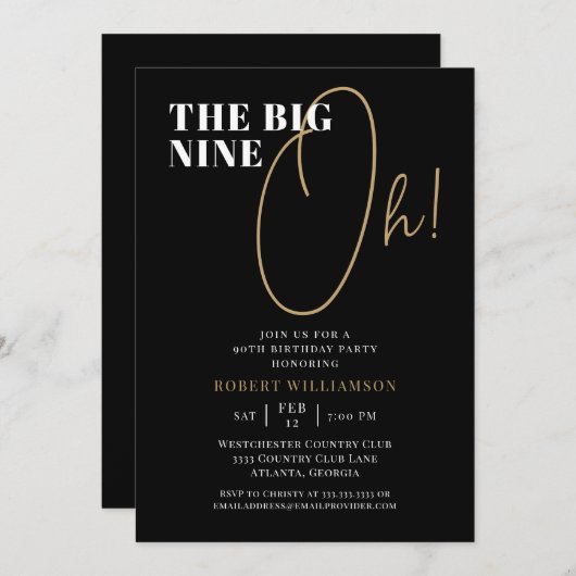 The Big Nine Oh Black 50ste verjaardag Kaart (Voorkant / Achterkant)