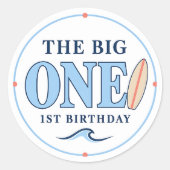 The Big One 1e Verjaardag Surfplank Sticker (Voorkant)
