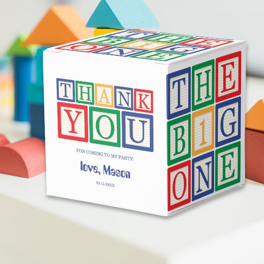 The Big One 1st Birthday Favor Box ABC Blocks Bedankdoosjes