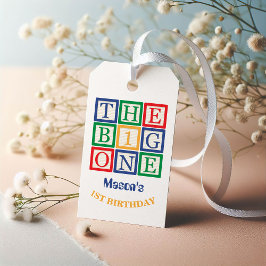 The Big One 1st Birthday Gift Tag ABC Blocks Cadeaulabel