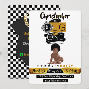 The BIG One Afro Hip Hop Baby Jongen Retro Verjaa Kaart
