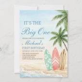 The Big One Beach Surf 1e Verjaardag Kaart (Voorkant)