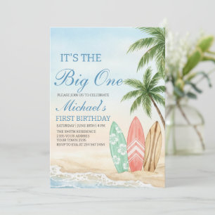 The Big One Beach Surf 1e Verjaardag Kaart