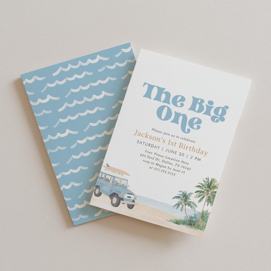 The Big One Beach Surf 1e verjaardag Kaart