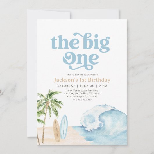 The Big One Beach Surf 1e verjaardag Kaart (Voorkant)