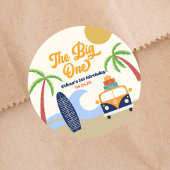 The Big One Beach Surf 1e verjaardagsfeestje Ronde Sticker