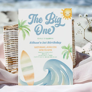 The Big One Beach Surf Blue 1e Verjaardagsfeestje Kaart