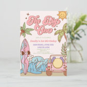 The Big One Beach Surf Retro 1e verjaardagsfeestje Kaart (Staand voorkant)