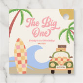The Big One Beach Surf Roze 1e verjaardagsfeestje Bedankjes Labels (Achterkant)