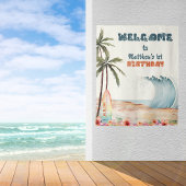 The Big One Beach Surf Verjaardagsfeest Wandkleed