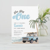 The Big One Birthday Invitation Boy Eerste Verjaar Kaart (Staand voorkant)