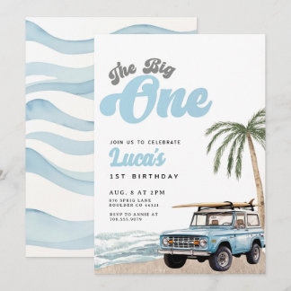 The Big One Birthday Invitation Boy Eerste Verjaar Kaart