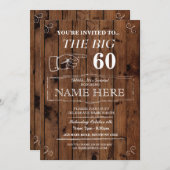 The Big One Birthday Party Rustic Wood Invite Kaart (Voorkant / Achterkant)