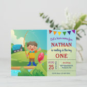 The Big One Boys Vist 1e verjaardagsfeestje Kaart (Staand voorkant)