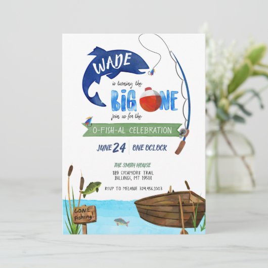 The Big One Boys Vist het thema Birthday Kaart (Staand voorkant)