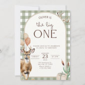 The Big One Deer Birthday Invitation Boys First Kaart (Voorkant)