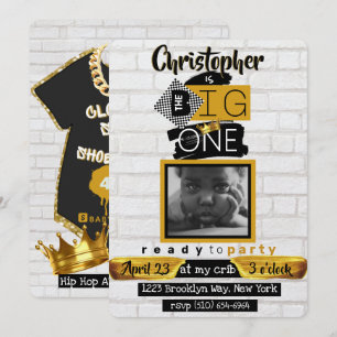 The BIG One Hip Hop Retro 1e Verjaardag Foto Kaart