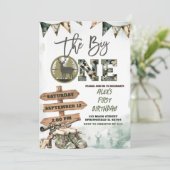 The Big One Hunting Camo 1st Birthday Invitation Kaart (Staand voorkant)