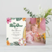 The Big One Luau Beach Surf 1st Birthday Foto Kaart (Staand voorkant)