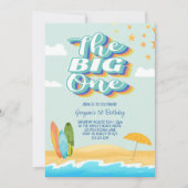 The Big One Ocean Beach Eerste Verjaardag uitnodig Kaart (Voorkant)
