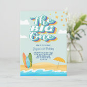 The Big One Ocean Beach Eerste Verjaardag uitnodig Kaart (Staand voorkant)
