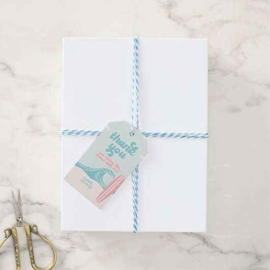 The Big One PINK Surf Strand Bedankt Cadeaulabel (Met Touw)