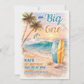The Big One Retro Surf Beach Verjaardag  Kaart (Voorkant)