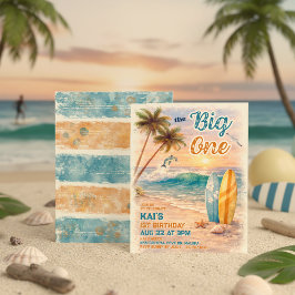 The Big One Retro Surf Beach Verjaardag Kaart