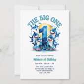 The Big One Shark Theme onder het Zee 1st Birthday Kaart (Voorkant)