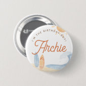 The Big One Surf 1e verjaardag jongen Ronde Button 5,7 Cm (Voorkant /achterkant)