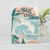 The Big One Surf Beach 1e Verjaardag Kaart (Staand voorkant)