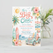 The Big One Surf Beach 1e verjaardag Kaart (Staand voorkant)