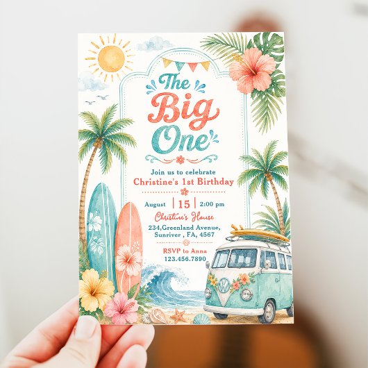 The Big One Surf Beach 1e verjaardag Kaart