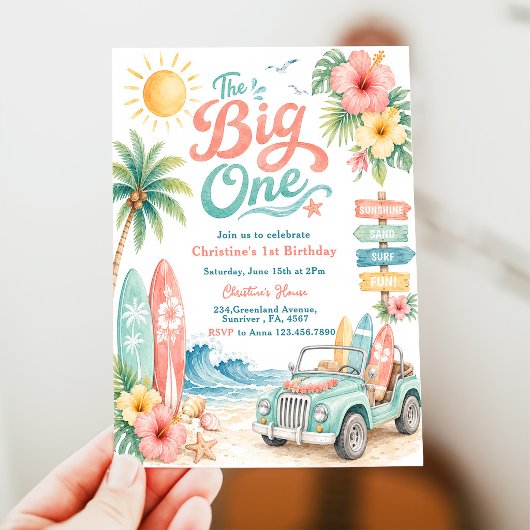 The Big One Surf Beach 1e verjaardag Kaart