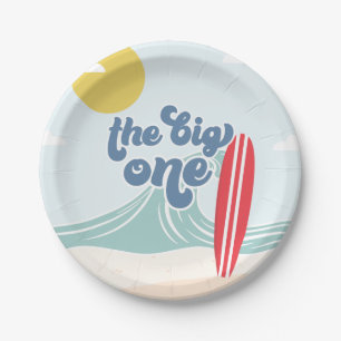 The Big One Surf Beach 1e verjaardag Papieren Bordje