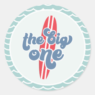The Big One Surf Beach 1e Verjaardag Ronde Sticker