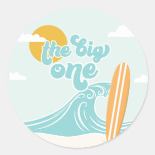 The Big One Surf Beach 1e Verjaardag Ronde Sticker