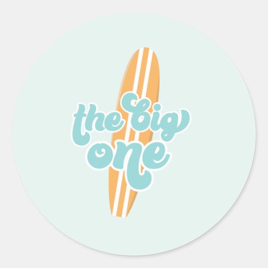 The Big One Surf Beach 1e Verjaardag Ronde Sticker (Voorkant)