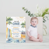 The Big One Surf Beach 1e Verjaardagsfoto Kaart (Staand voorkant)