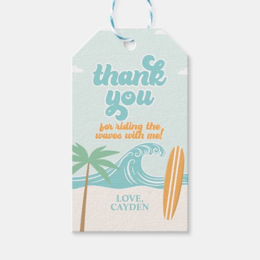 The Big One Surf Beach Bedankt Cadeaulabel (Voorkant)