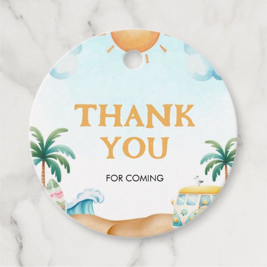 The Big One, Surf Birthday Bedankjes Labels (Voorkant)